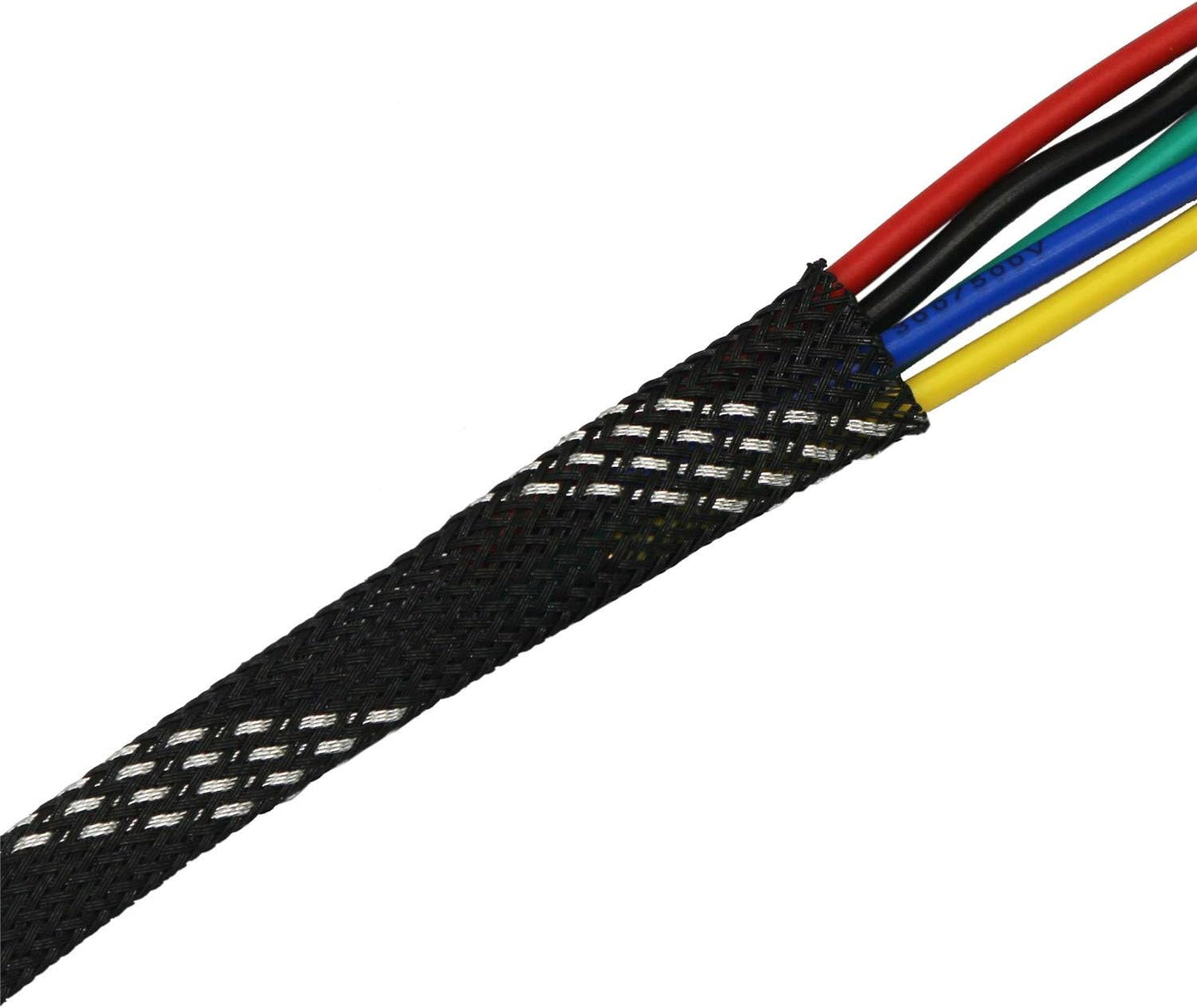 30ft PET Expandable Sleeving Wire Cable Sleeve (1/2", Silver&Black)