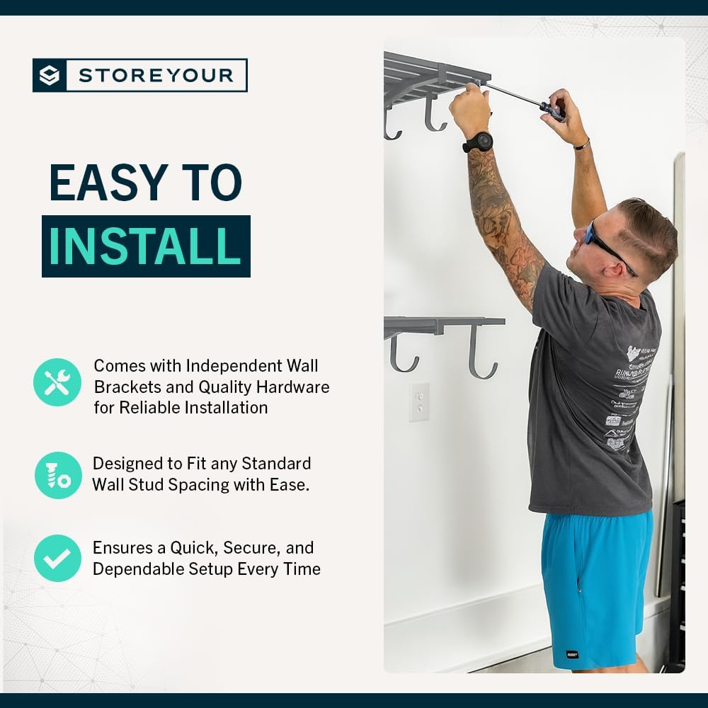 StoreYourBoard Heavy Duty Garage Shelf Wall Mount 2ft x 4ft – Wall-Mounted Shelving for Storage & Organization – Heavy Duty Garage Shelves for Tools, Bins, & Equipment – Holds 400 lbs – Gray