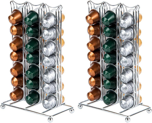 Restaurantware Restpresso 6.5 x 3.7 x 10.4 Inch Coffee Capsule Holder 1 Durable Pod Stand - Holds 42 Nespresso Capsules 4 Raised Legs Iron Espresso Pod Organizer Pods Not Included (Pack of 2)