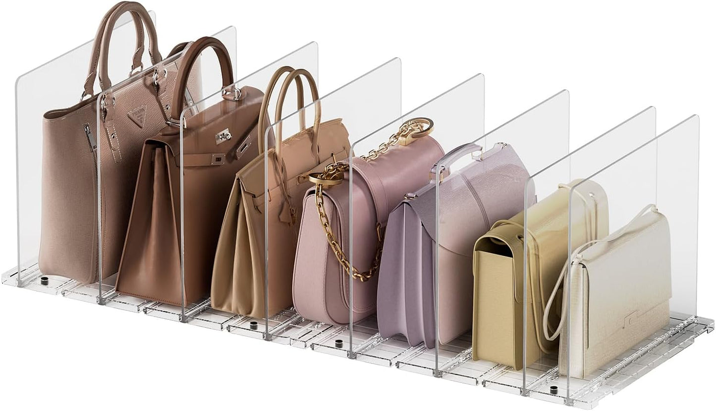 Purse Organizer for Closet Organizers and Storage, Adjustable Clear Shelf Dividers for Purse Organizer, Closet Shelf Storage Suitable for Bookshelf Dividers, Bedroom, Offices(2Set-Small)