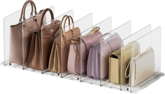 Purse Organizer for Closet Organizers and Storage, Adjustable Clear Shelf Dividers for Purse Organizer, Closet Shelf Storage Suitable for Bookshelf Dividers, Bedroom, Offices(2Set-Small)