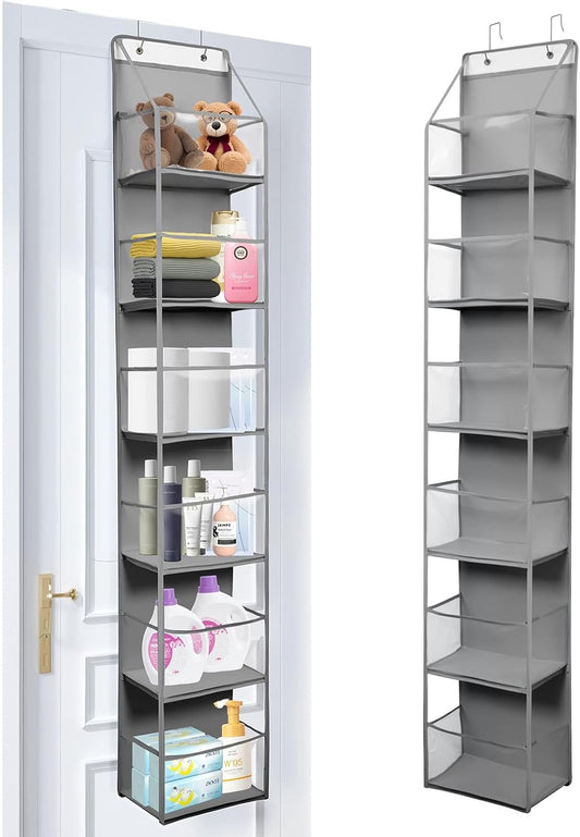 6-Tier Over The Door Hanging Organizer - Multi-Purpose Closet Storage Shelf for Bathroom, Bedroom, Nursery, Pantry(Grey)