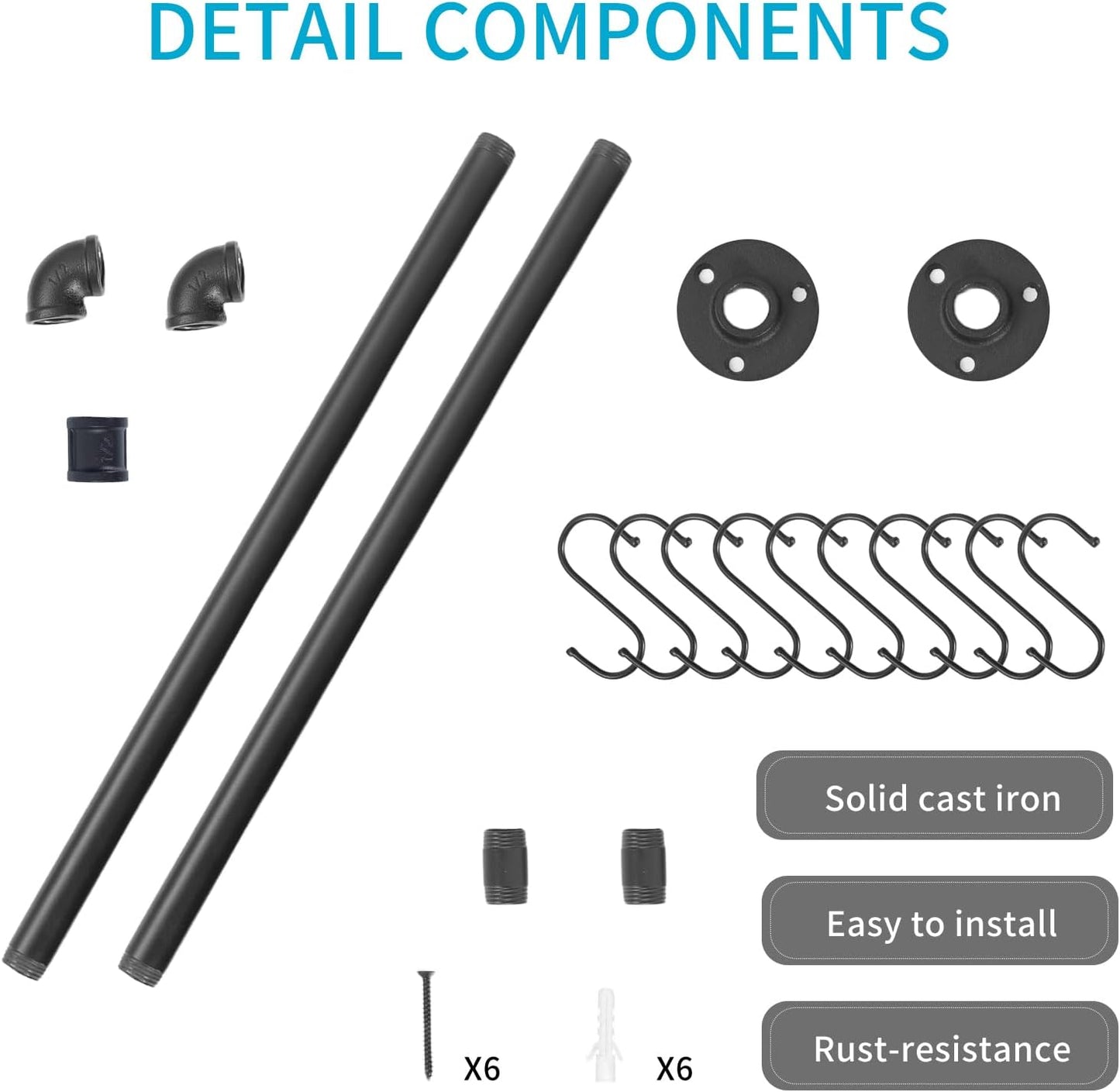 Pan Pot Lid Utensil Hanger Rack For Kitchen Organizer Wall Mounted Industrial Pipe Hanging Kitchen Storage Rack Pots Lids Pans Utensils Mugs Wall Holder With 10 Hooks
