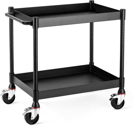 MightyHaul 18" Heavy-Duty Utility Cart with 2 Reversible Shelves, 1,200 lb Capacity, Heavy-Duty Casters for Industrial Use