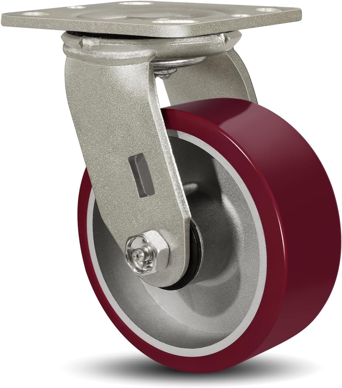 SY America 5" X 2" Casters Wheels,Heavy Duty Industrial Casters，Polyurethane on Aluminum Wheels,1 Swivel Casters,1100 LBS Load Capacity