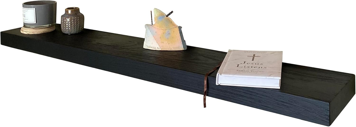 joelsantiques - 48 Inch Wooden Floating Shelves for Wall - 48x8x2 Inches - Made of Natural Wood - Long Heavy Duty Wall Shelves - Made in USA - Perfect for Living Room, Kitchen - Black
