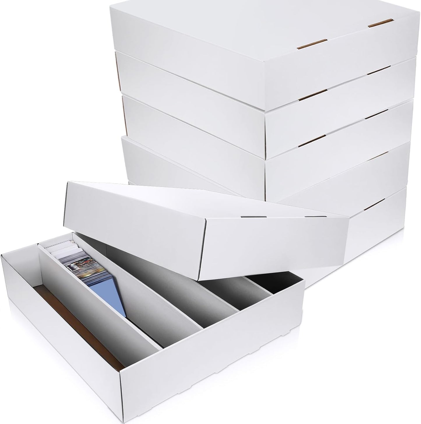 Yexiya 2 Pcs 5000 Count Card Storage Boxes with Divider for Trading and Gaming Cards White Cardboard Holder Collector Organizer for Deck of Play Pieces Sport Basketball Card