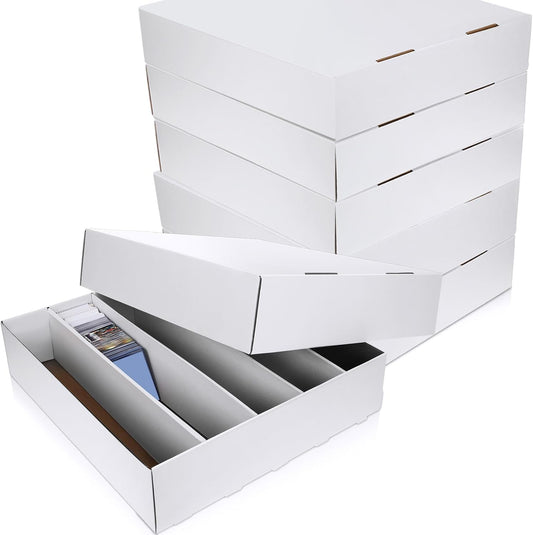 Yexiya 2 Pcs 5000 Count Card Storage Boxes with Divider for Trading and Gaming Cards White Cardboard Holder Collector Organizer for Deck of Play Pieces Sport Basketball Card