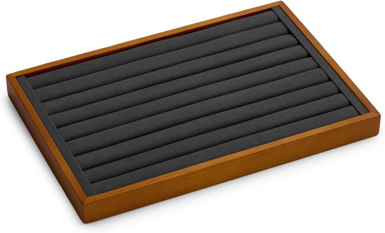 Oirlv Solid Wood Jewelry Tray Ring Earring Display Showcase Jewelry Organizer