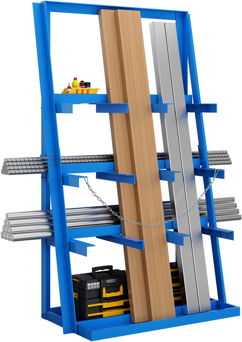 Vertical Bar Rack, 3000 Lbs Weight Capacity, Steel Bays Long Parts Storage Rack, Lumber and Metal Garage Organizer, Heavy Duty Pipe Organizer for Shop Basement