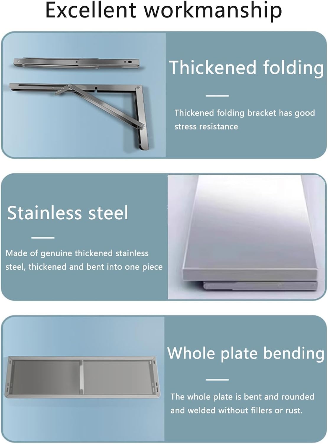304 stainless steel folding table, wall-mounted folding table, kitchen storage shelf, made of food-grade stainless steel material, suitable for living room, balcony, bathroom, or laundry room.(120*30c