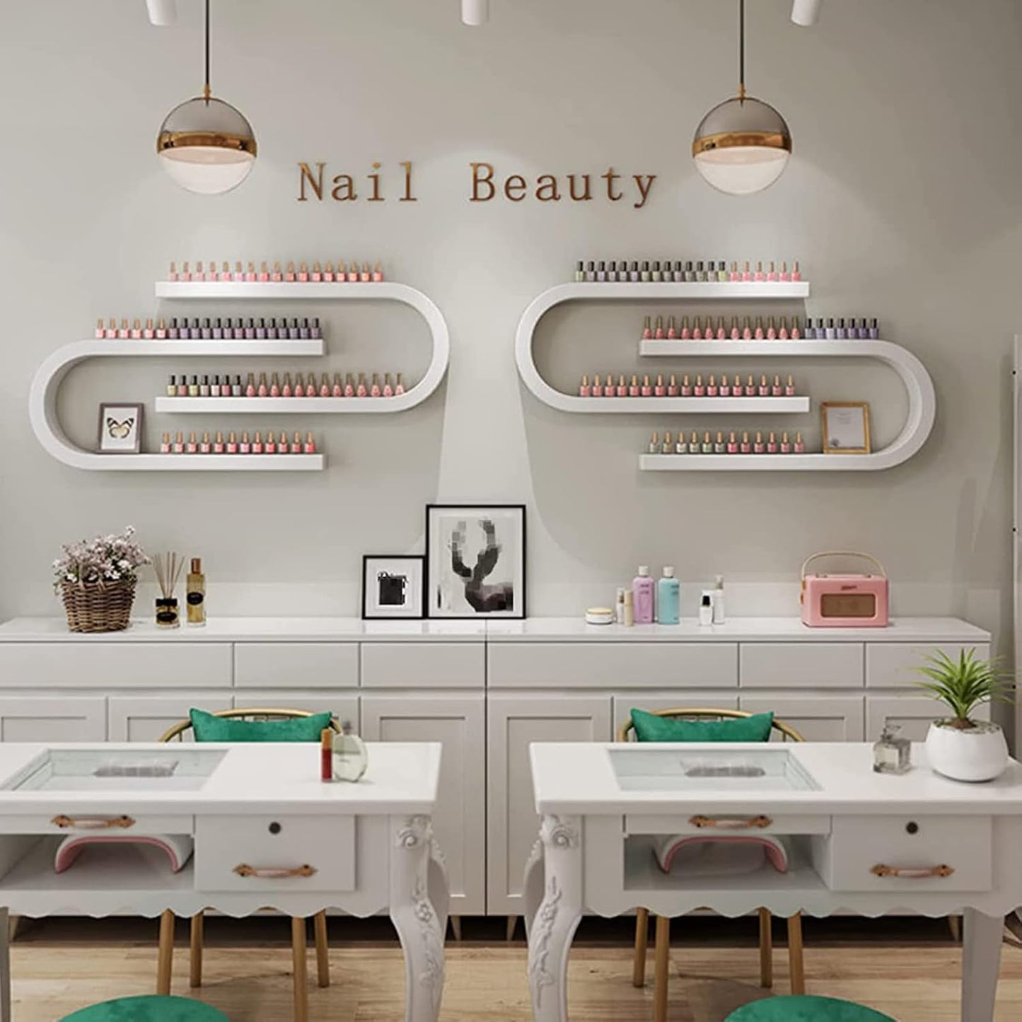 Wall Mounted Shelf Nail Polish Bottle Display Rack, U-Shaped Essential Oil Perfume Storage Rack, Multifunctional Hanging Salon/Beauty/Nail Shop Organizer Perfume Holder