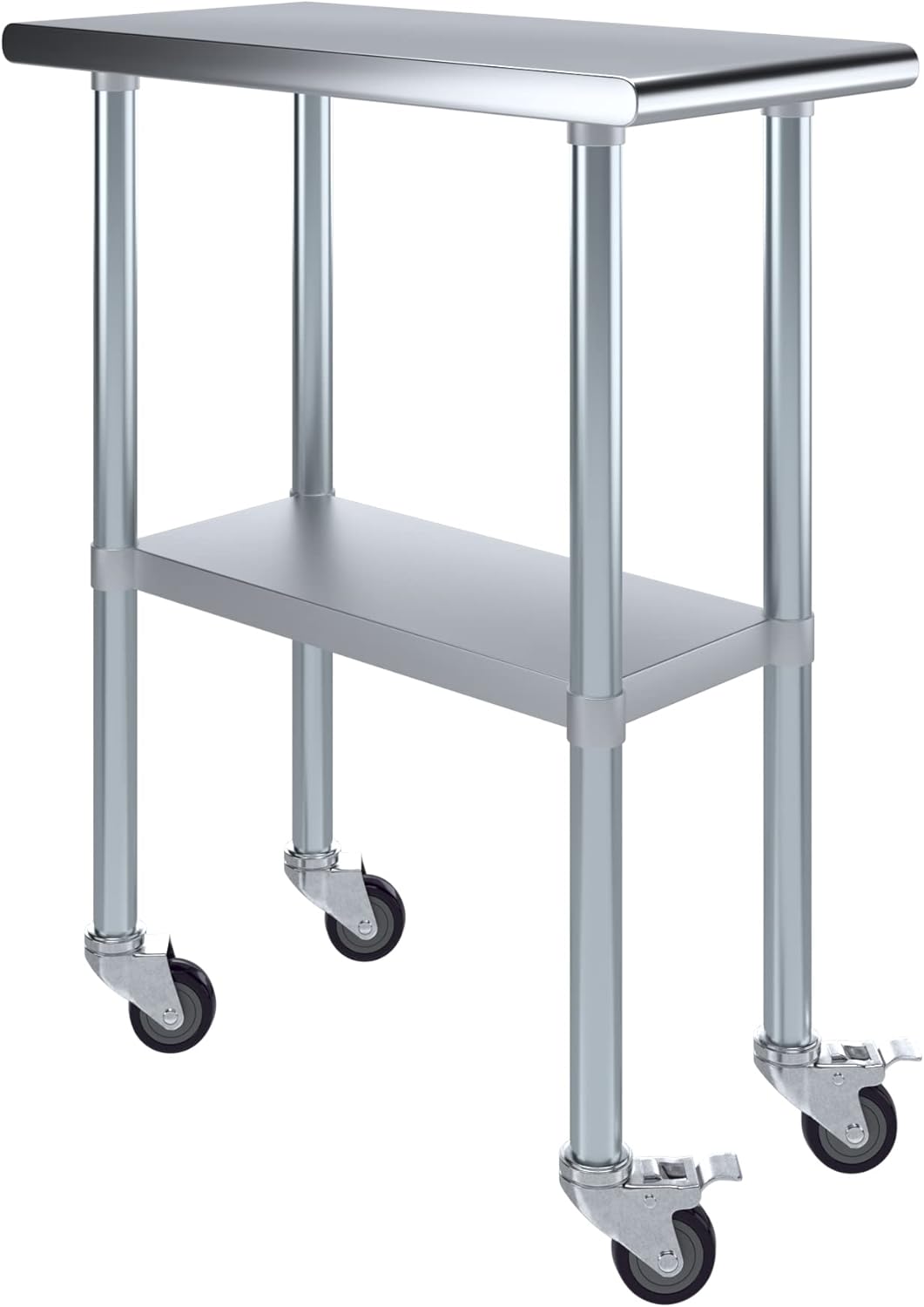 AmGood 15" Long x 30" Deep Stainless Steel Table with Casters