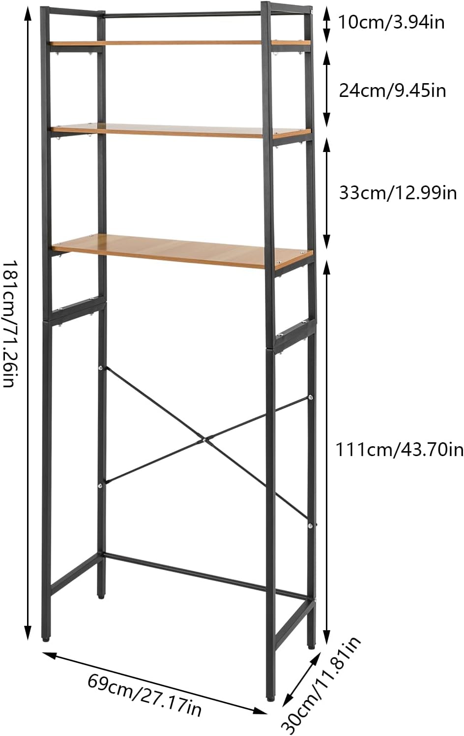 Gdrasuya10 Over The Washer and Dryer Storage Shelf for Laundry Room, 3 Tier Standing Washer Storage Utility Rack Laundry Storage Shelf Organizer Space Save for Home