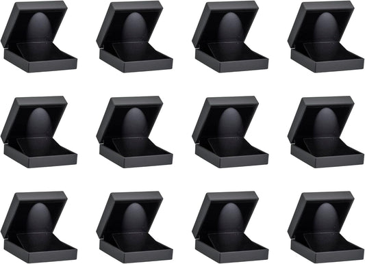 Allure - Bulk Case Of 12, Luxury Earring & Pendant Box With LED Light, Elegant Diamond Pendant & Earring Case, Small, Black Velvet Interior Jewelry Display Gift Box For Unique Proposal Or Wedding