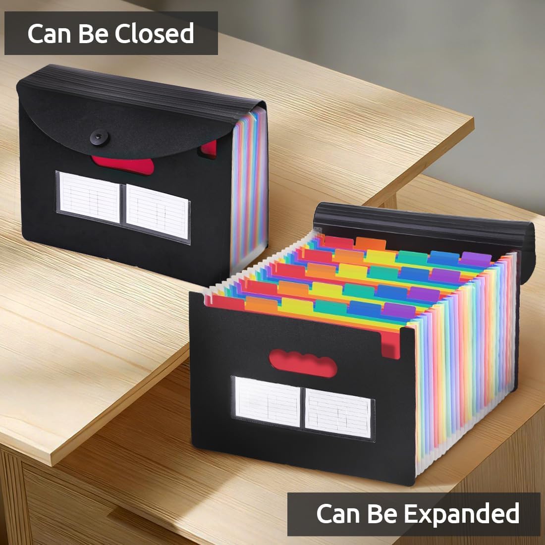 SKYDUE Accordion File Organizer with 26 Pockets & Label Stickers, Expanding File Folders Fit for A4 & Letter Size Paper, Multi-Functional Document Organizer for Home & Office File Management