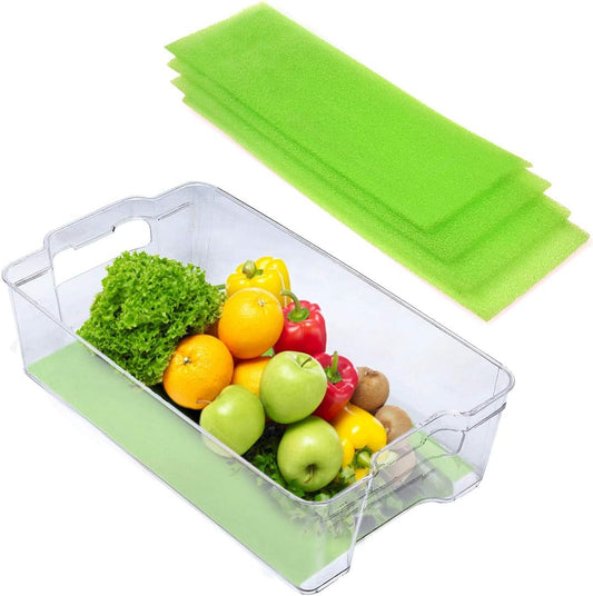 Dualplex® Fruit & Veggie Life Extender Liner – Fridge Drawer Liners Washable | Refrigerator Liner Mats Reusable | Crisper Keeps Produce Fresh Longer Air Circulating (6 x 24 inches (4 pack))