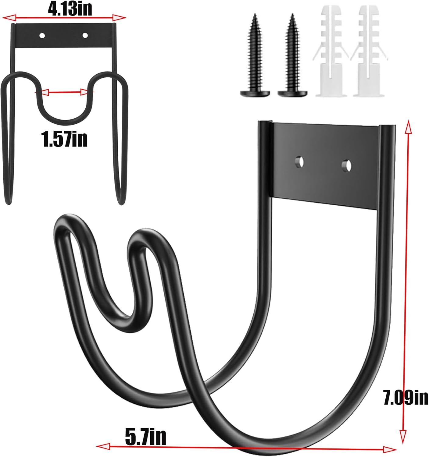 Metal Garden Hose Holder - Wall Mounted Water Hose Holder - Hose Hanger Heavy Duty for Water Hose Extension Cords Vacuum Hose Black