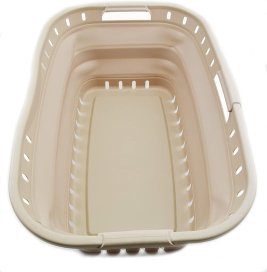 SAMMART 44L Collapsible Plastic Laundry Basket - Foldable Pop Up Storage Container/Organizer - Portable Washing Tub - Space Saving Hamper/Basket (1, Apricot), Size : 25.4 x 17.3 x 10.2 inches