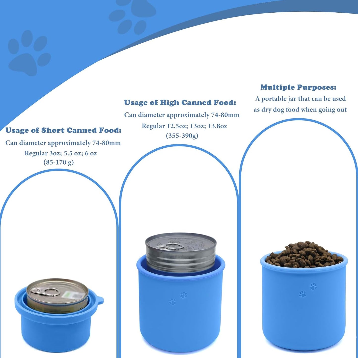 Original Canned Dog Food Storage Container | Silicone Can Cover Pet Food Sealer | BPA Free, Airtight, Dishwasher & Freezer Safe (2 Pcs Blue)