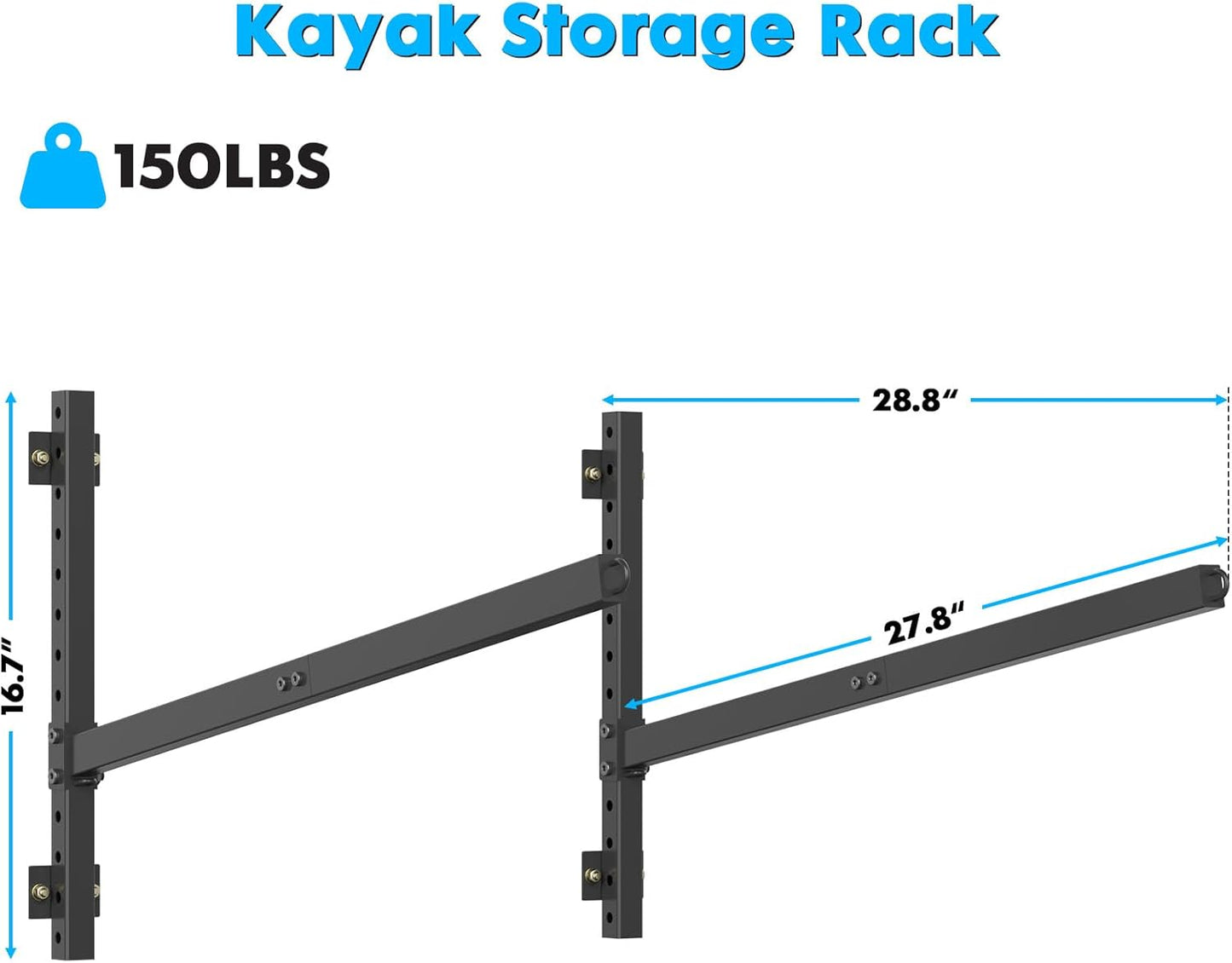 Kayak Storage Rack Heavy Duty, Adjustable Wall Mount Hanger for Indoor Garage & Outdoor Storage, Storage Rack for Kayak, Canoe, Surfboard & Paddle Board (Kayak Storage Rack Wall Mount 1)