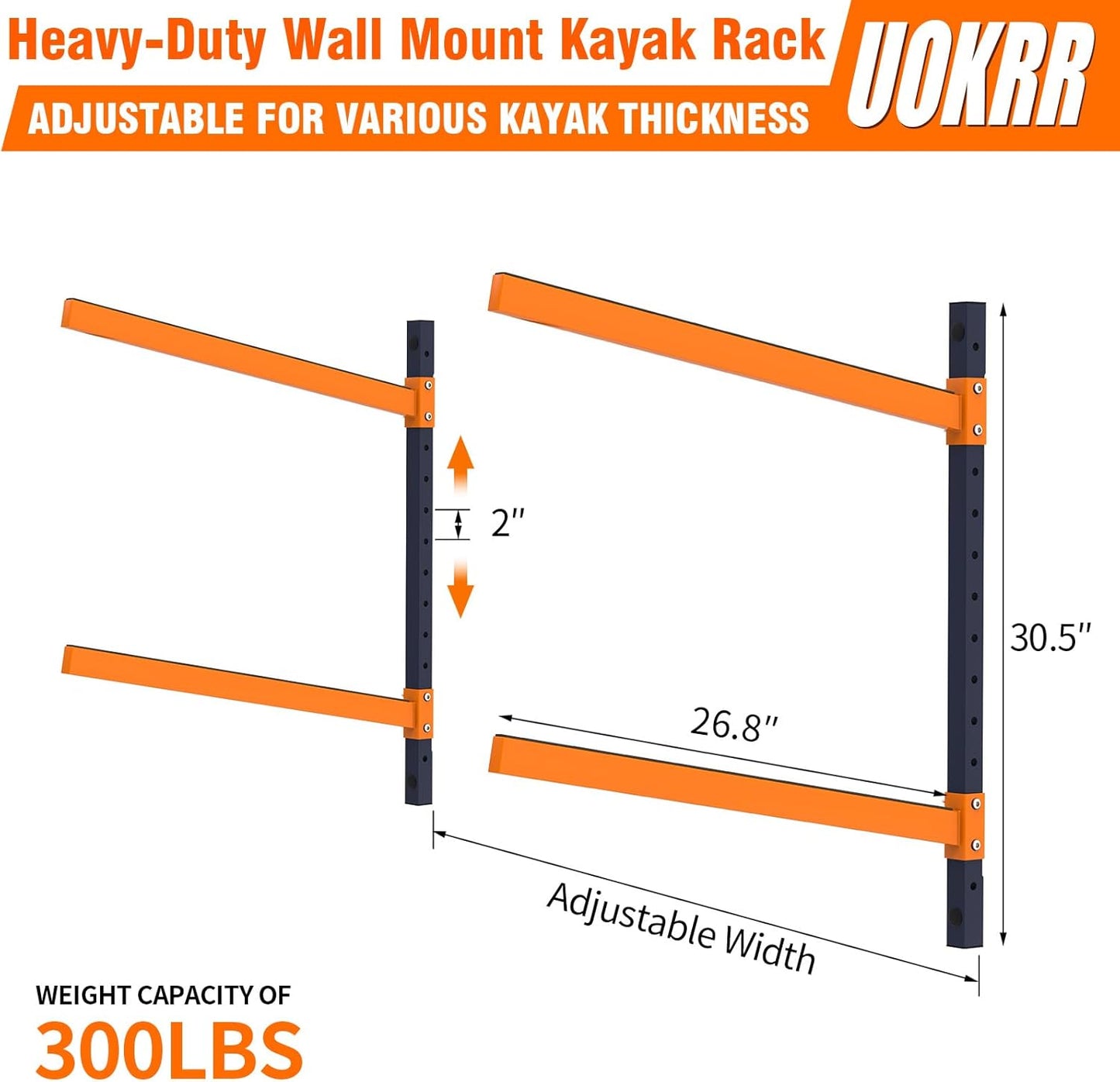 Kayak Storage Rack, Wall Mount Kayak Racks for Indoor Outdoor Storage, Heavy Duty Adjustable Kayak Rack for Garage, Spacesaver