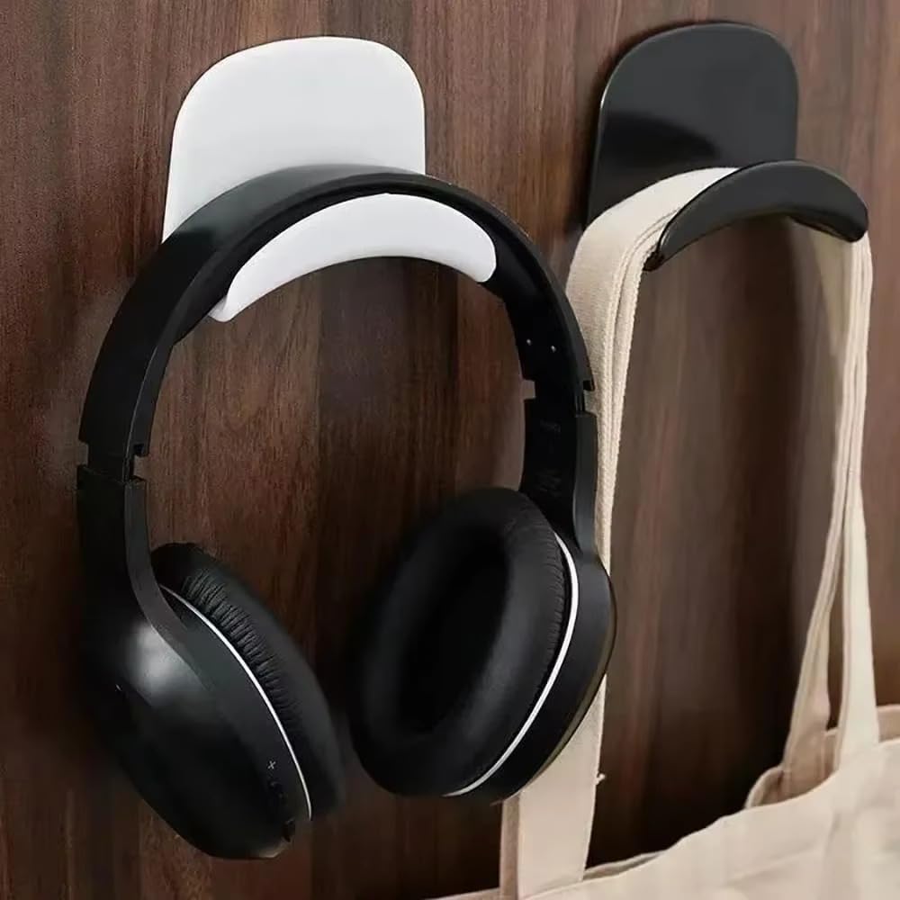 Universal Microphone Stand Headphone Bracket Storage Hook Dormitory Wall-Mounted Computer Headset Holder Earphone Display Holder (White)