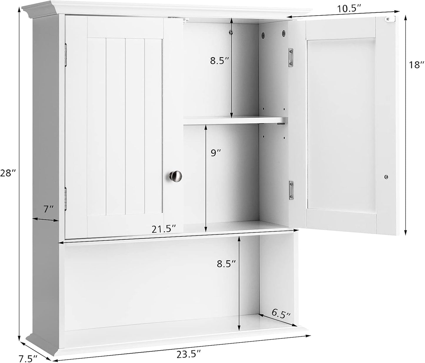 Tangkula Bathroom Wall Cabinet, Wooden Hanging Storage with Doors & Shelves, Multipurpose Wall Mounted Bathroom Medicine Cabinet for Kitchen Living Room