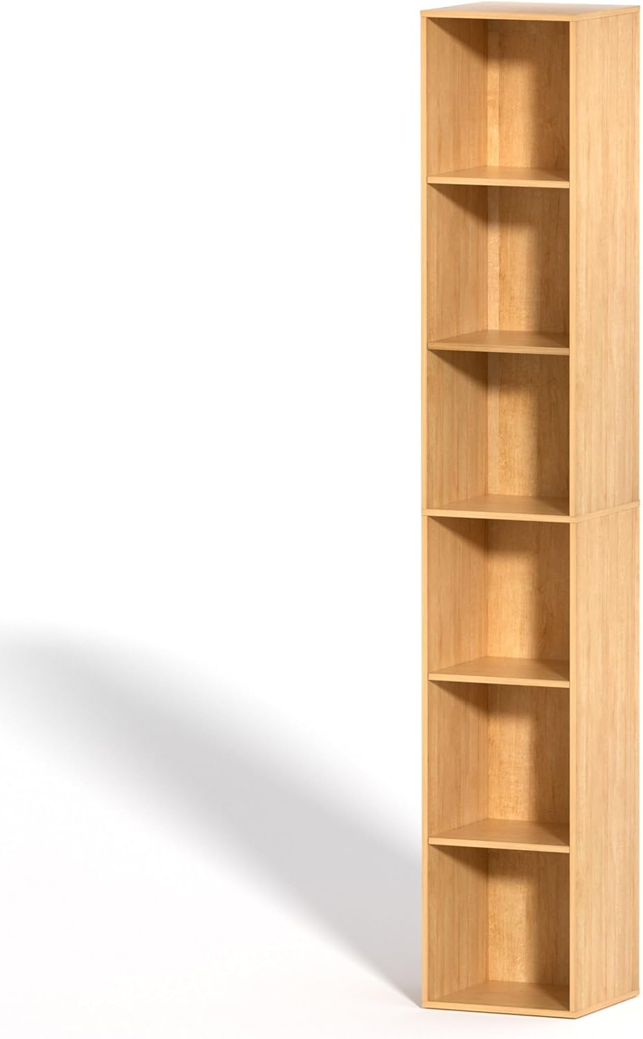 6 Cube Storage Organizer, 6 Tier Vertical Cube Bookcase Freestanding Storage Display Organizer for Home Office, Six Cubes Open Shelf Bookshelf (Oak, 6 Cube)