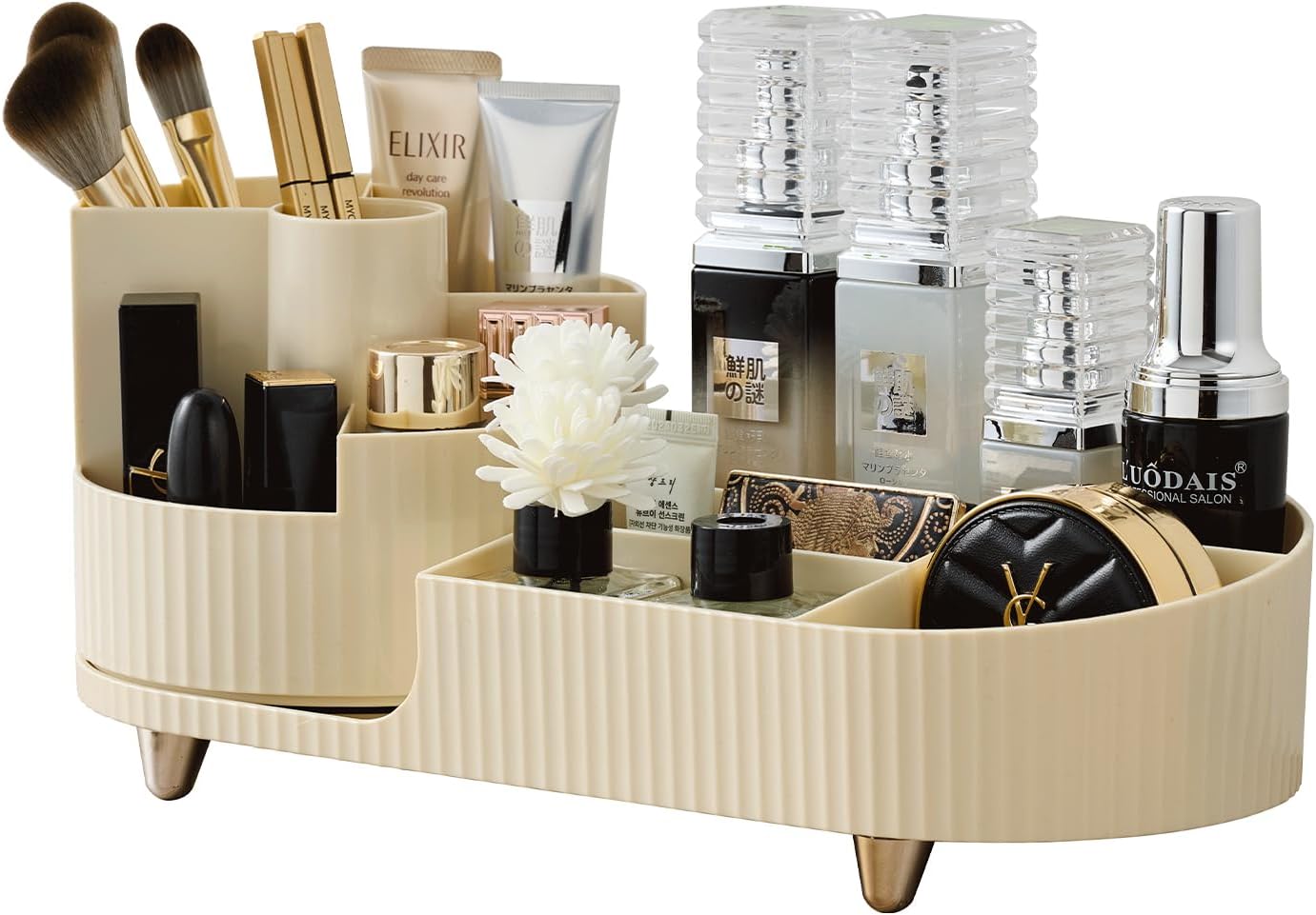 New 360 Rotating Makeup Organizer - Large-Capacity Vanity Organizer, Stores Makeup Brushes and More, Keeps Countertop Clean and Tidy