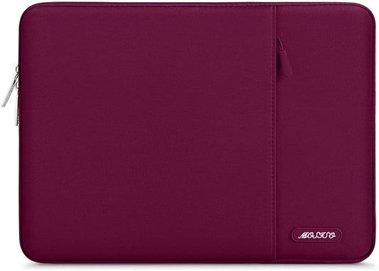 MOSISO Laptop Case 13.3 inch, 13-13.3 inch Laptop Sleeve Compatible with MacBook Air/Pro 13/Pro 14 M5 M4 M3 M2 M1, HP Dell ASUS Lenovo,Polyester Vertical Computer Sleeve Bag with Pocket, Wine Red