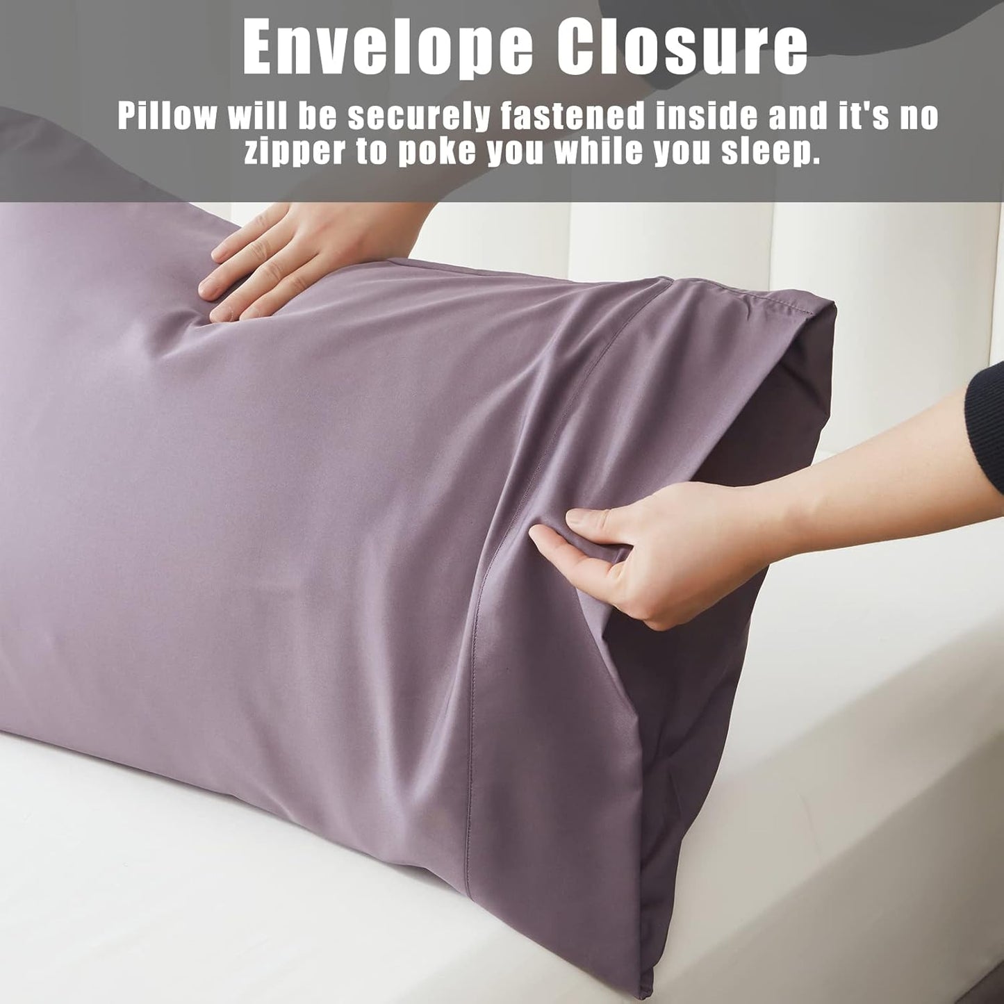 Pillow Cases King Size 2 Pack, Bamboo Rayon Cooling Pillowcases with Envelope Closure, Cool Breathable Pillow Case for Hot Sleepers & Night Sweats, 20x40 inches,Greish Purple