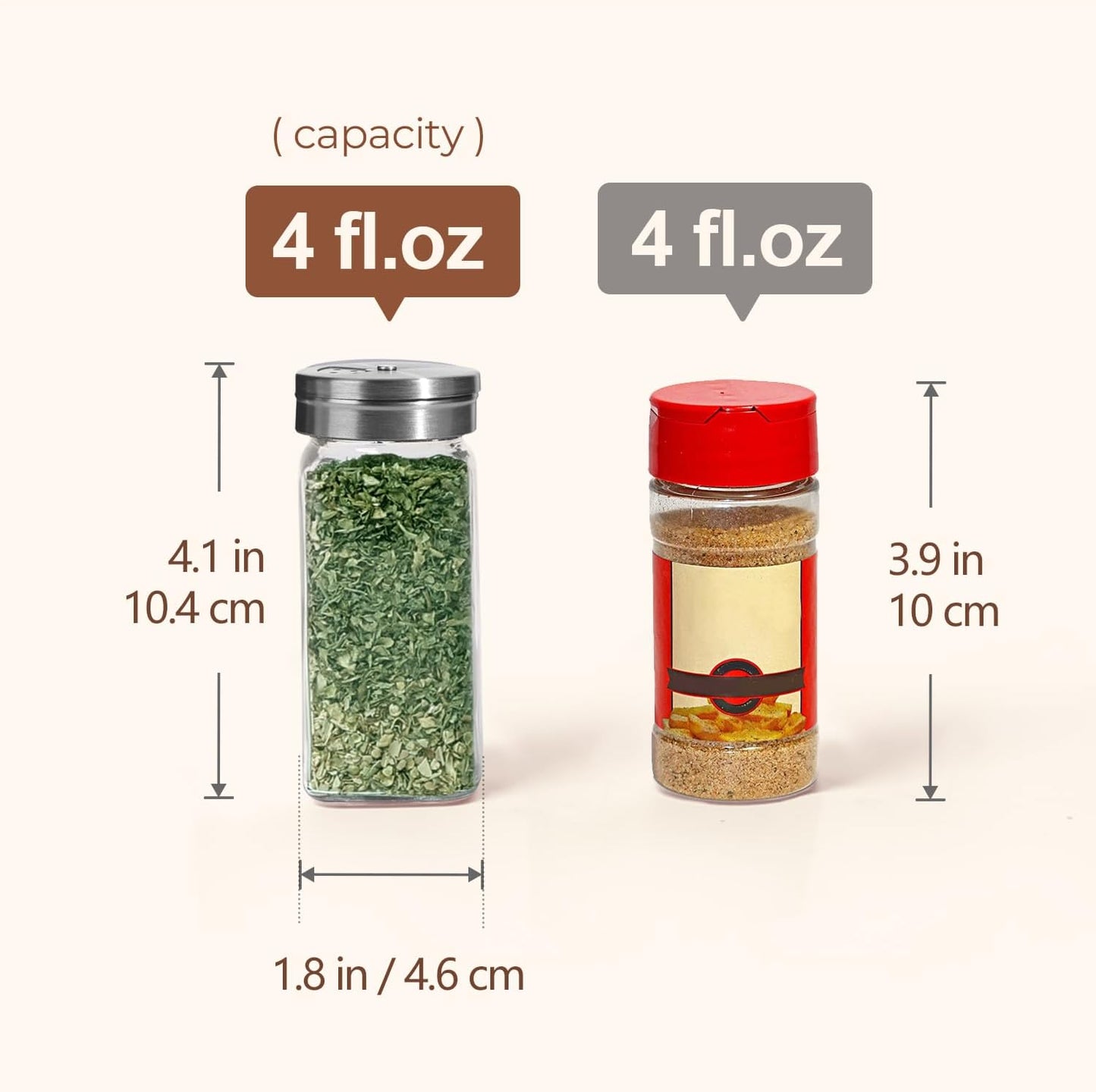 ComSaf Spice Jars with Shaker lids Adjustable, 4oz 24PCS，45 Labels, Comdiment Jars Set, Empty Spice Containers and Square Ingredient Bottles for Kitchen and Seasoning, Bulk Salt and Pepper Shaker Set