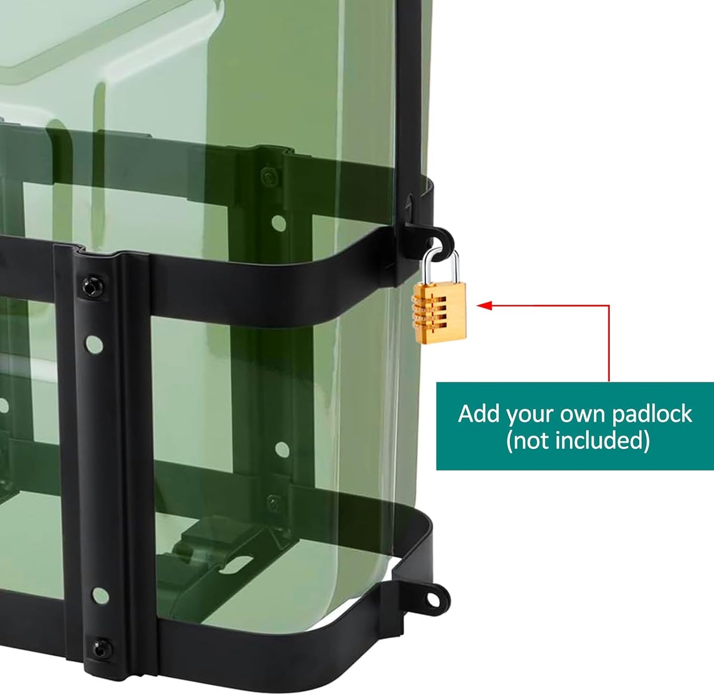 Lockable Jerry Gas Can Holder & Mount Bracket Set (5 Gallon/20L) - Reinforced Steel Construction, Universal Fit for Scepter & NATO Cans, Adventure-Ready Secure Fuel Tank Rack
