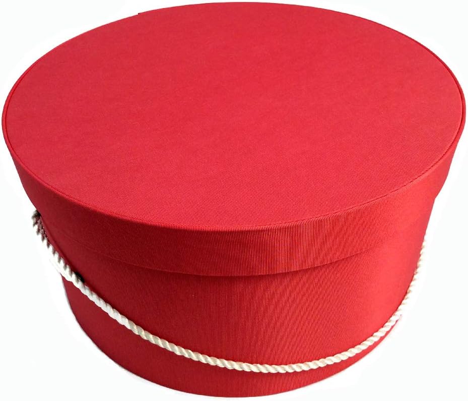 Sarah's Hat Boxes Classic Coral Hat Box – 21.5" x 11.5" (Dia. x Ht.) Handmade in USA – Odorless Non-Toxic Adhesive, Cording Handle – Premium Storage for Hats & Accessories