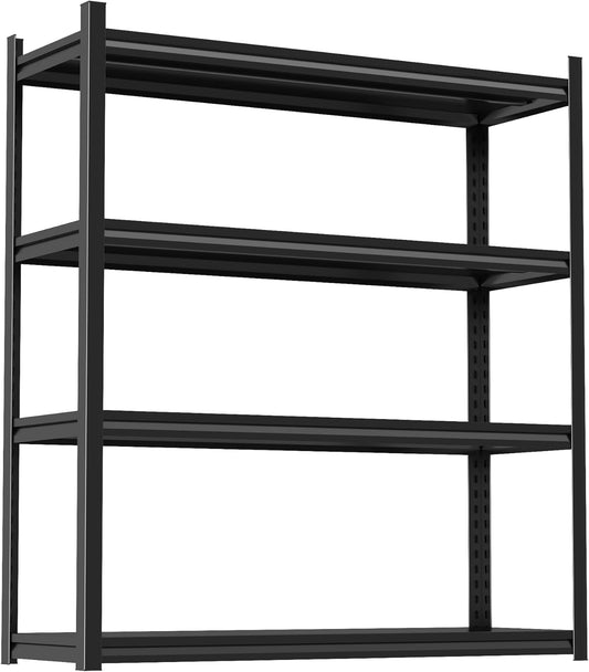Storage Shelves, Garage Metal Shelving Unit, Adjustable, Double-Layer Column with Reinforced Ribs, Heavy-Duty, Capable of Bearing 2400 lbs, Suitable for Garage, Warehouse, Kitchen Storage