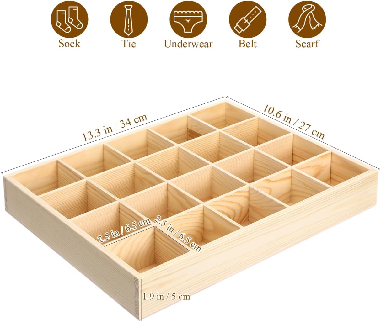 Amosfun Socks Drawer Organizer Dividers Underwear Storage Box for Closet Dresser Wardrobe Organization Box - Single Grid 2. 5 X 2. 5 Inch