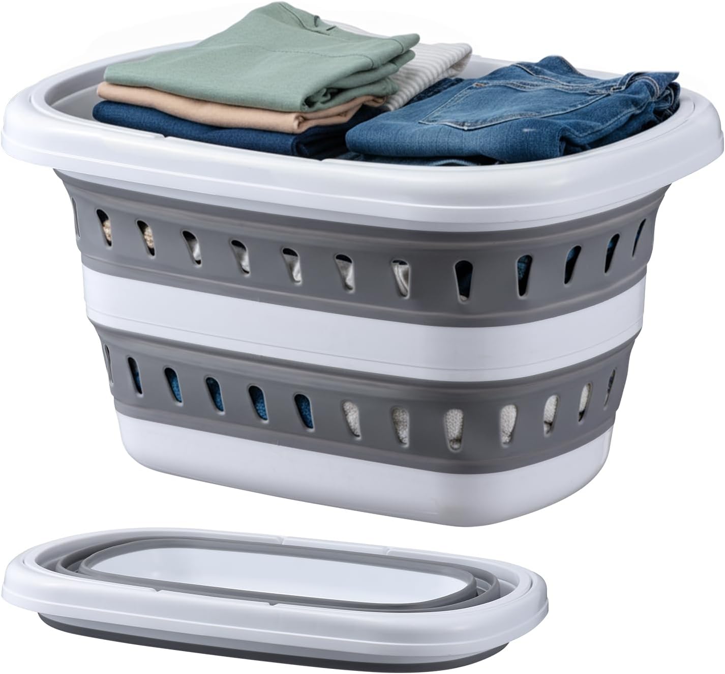 Monozuki Collapsible Plastic Laundry Basket 10.6 gallon(40L) Eco-recycled material- Foldable Pop Up Storage Container/Organizer - Space Saving Hamper/Basket BPA Free