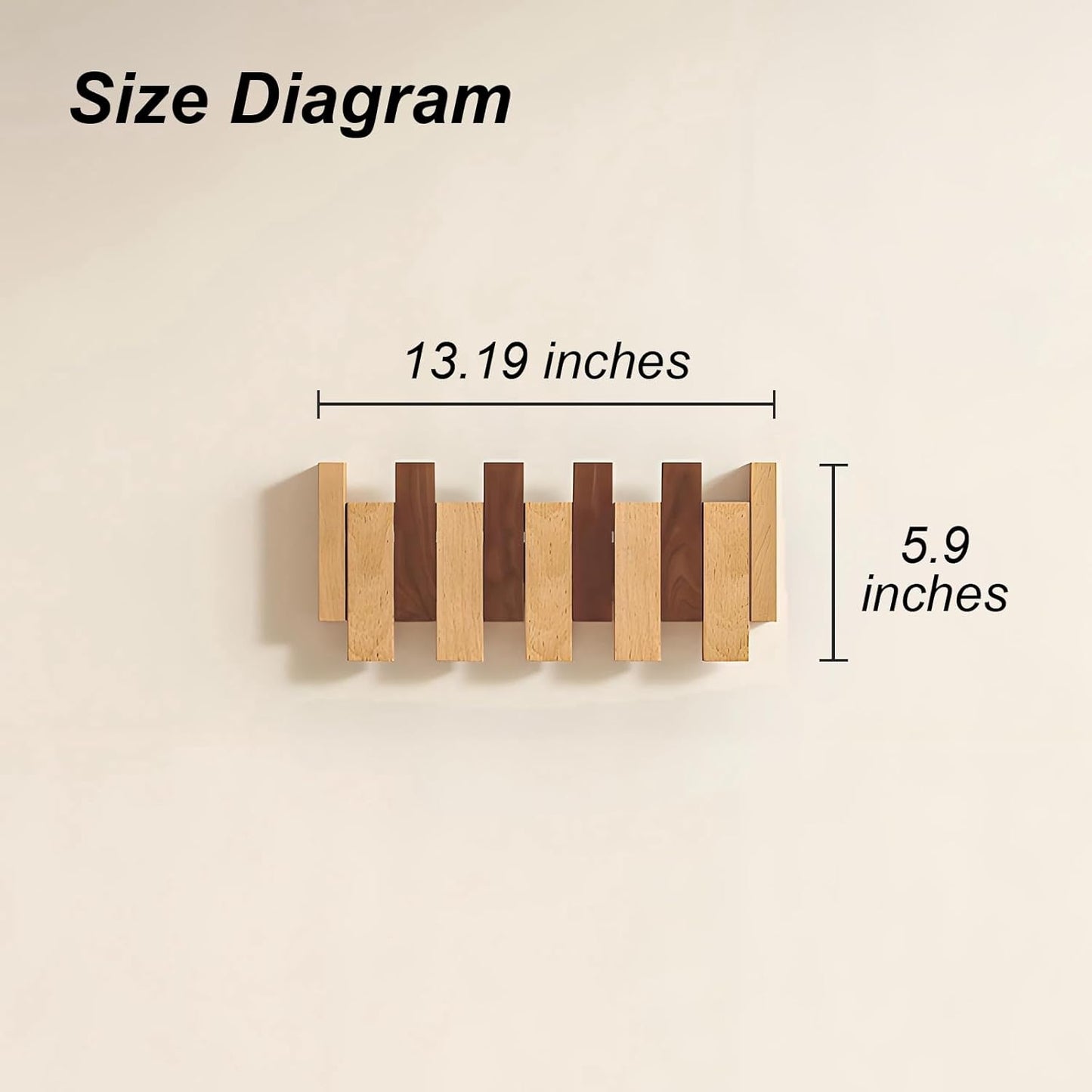 Wooden Wall Hooks,Beech Wood Coat Rack with Magnetic Closure with 4 Hooks, 45° Angle Rust-Proof Entryway Hooks for Sturdy Hanging, Eco-Friendly Finish for Hallway, Bedroom, Bathroom