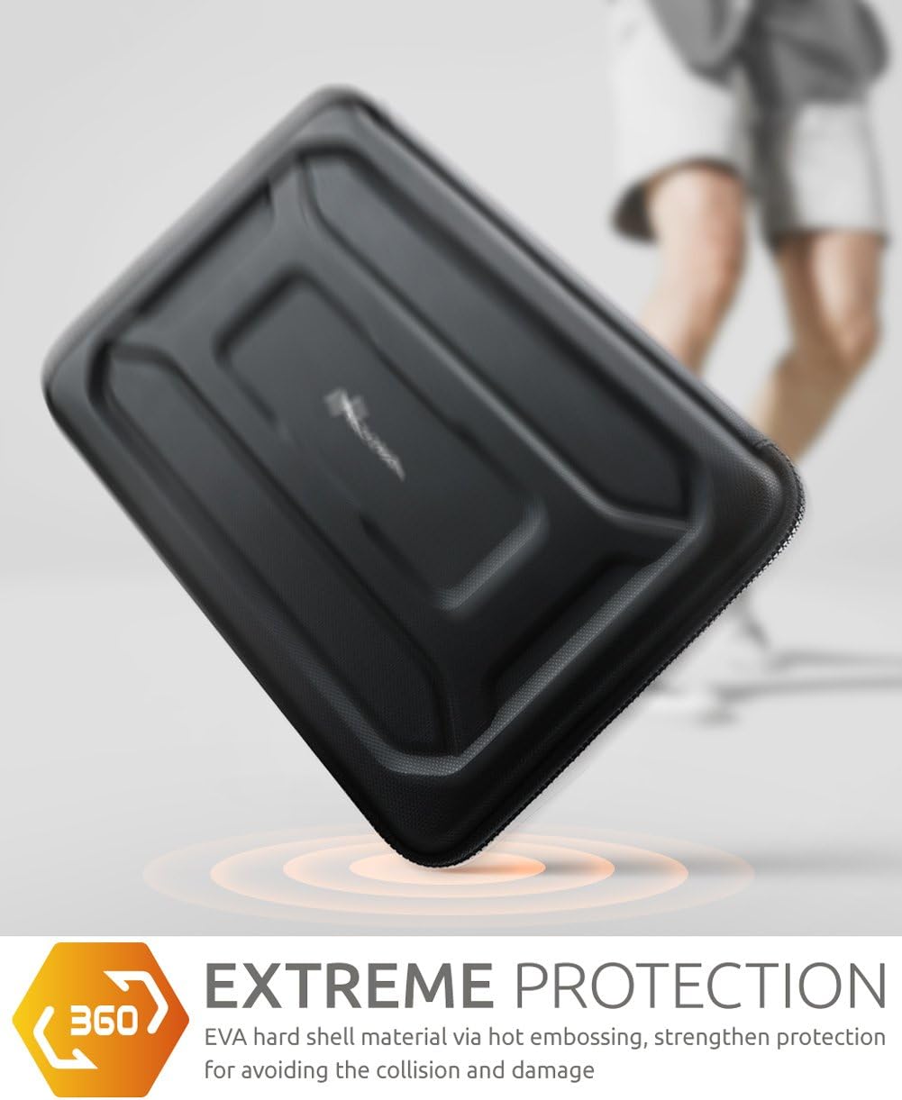 360° Protective Laptop Sleeve for 13-inch MacBook Air M2/A2681 M1/A2337 2018-2022, MacBook Pro M2/A2686 M1/A2338 2016-2022, Water-Resistant Case for 12.9 iPad Pro 6th/5th/4th/3rd Gen, Black