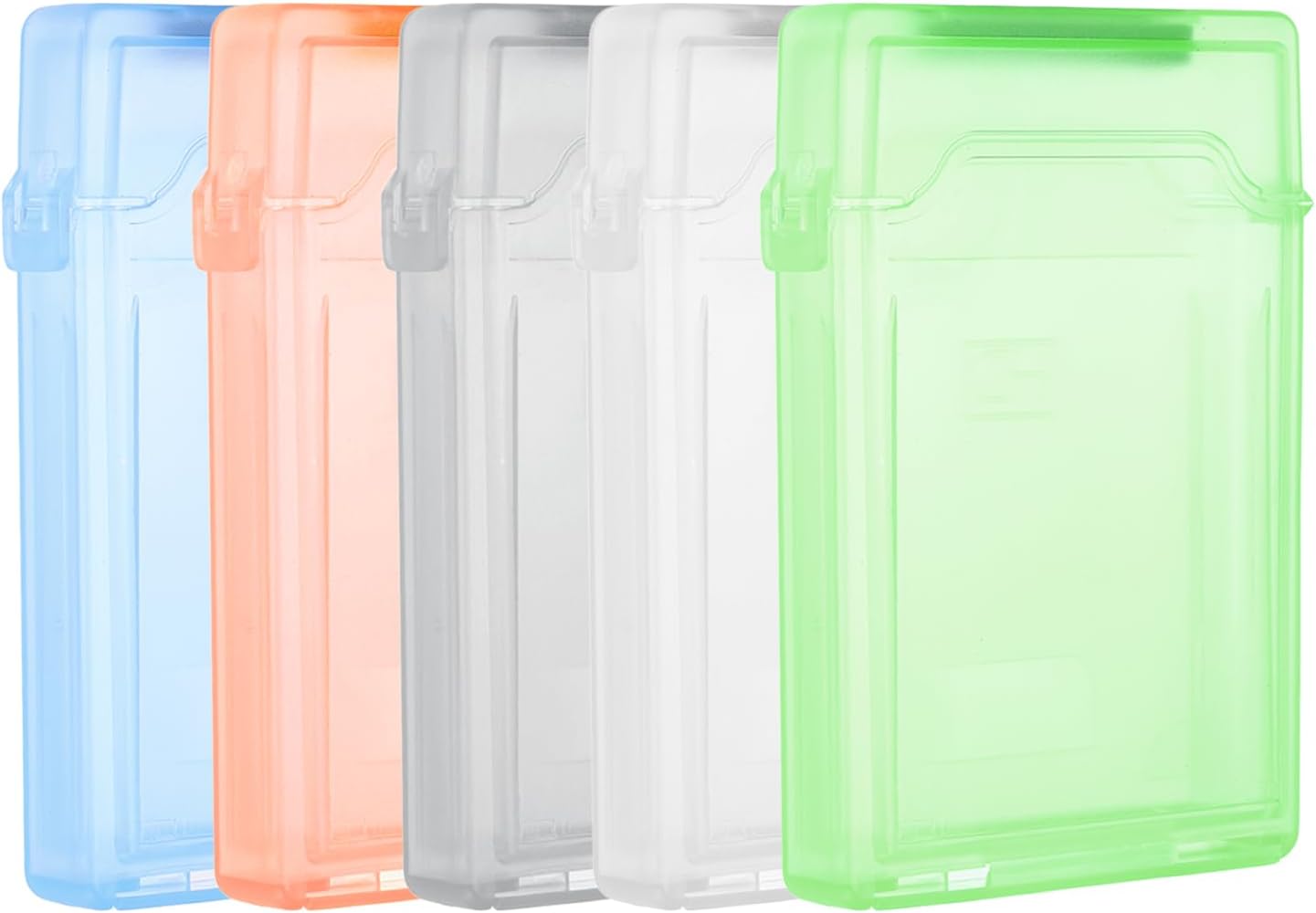PATIKIL 4.5" x 3.2" Hard Drive Disk Case, 1Set Plastic Hard Disk Storage Box Portable Anti-Static Case for 2.5" External SSD HDD, White/Green/Blue/Orange/Grey