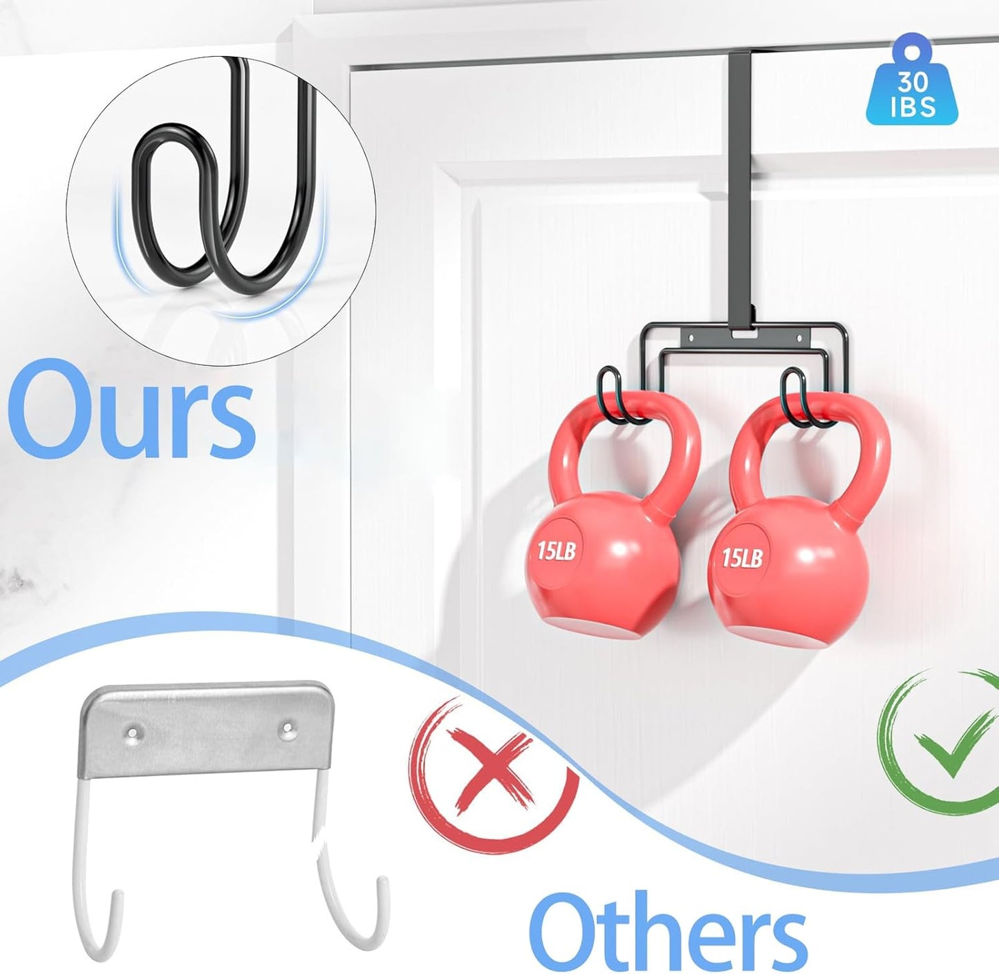 Ironing Board Hanger - Over-The-Door & Wall-Mounted Ironing Board Holder,Removable Hook,Durable Metal Organizer Rack for Y & T-Shaped Boards (Silver)