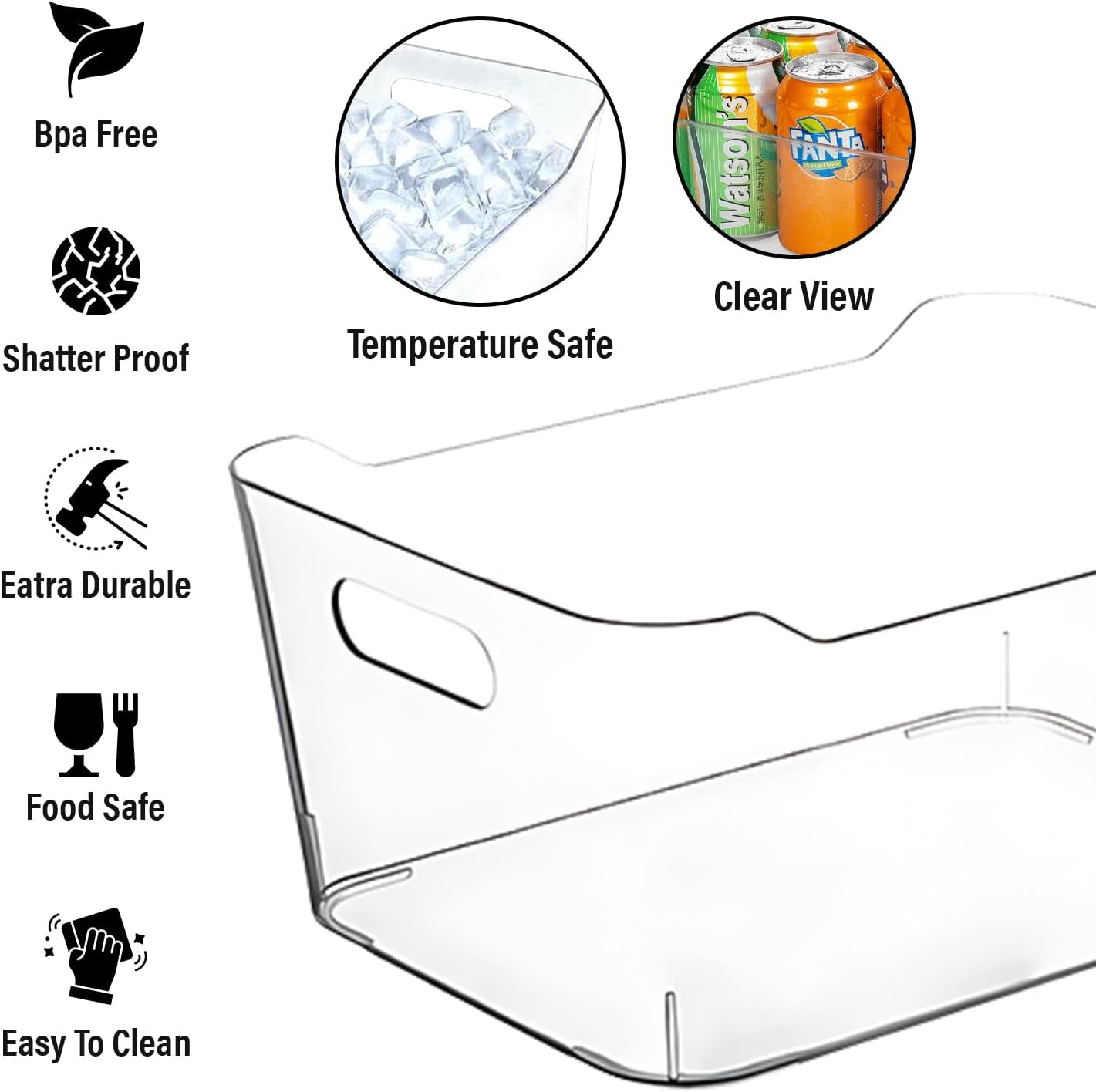 Small Clear Plastic Storage Bins, Perfect for Organization or Pantry and, Fridge Organizer, Cabinet Organizers