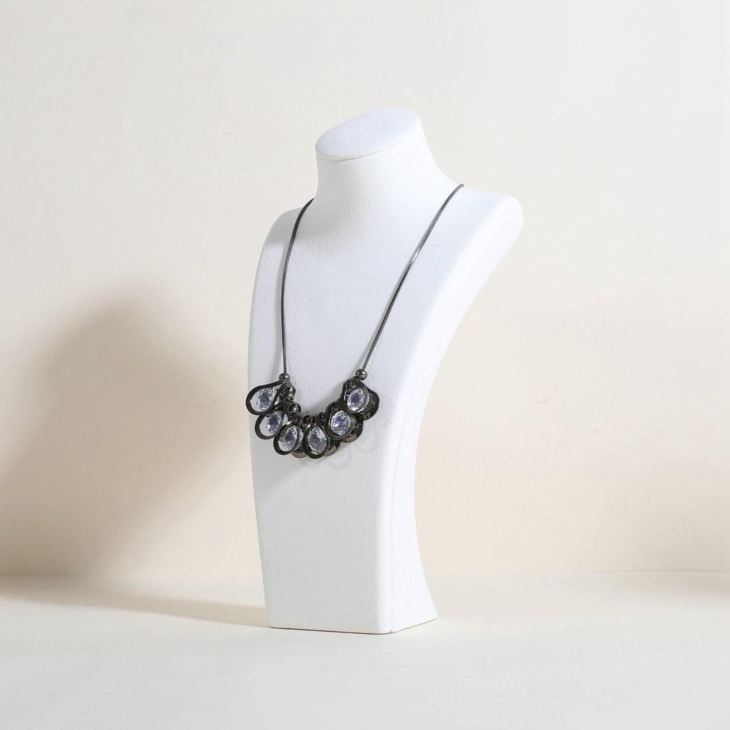GemeShou White necklace storage organizer for sale, Velvet necklace holder stand, jewelry bust display stands, Jewelry Mannequin for Countertop, Showcase【White-Medium height 10.43 inch】