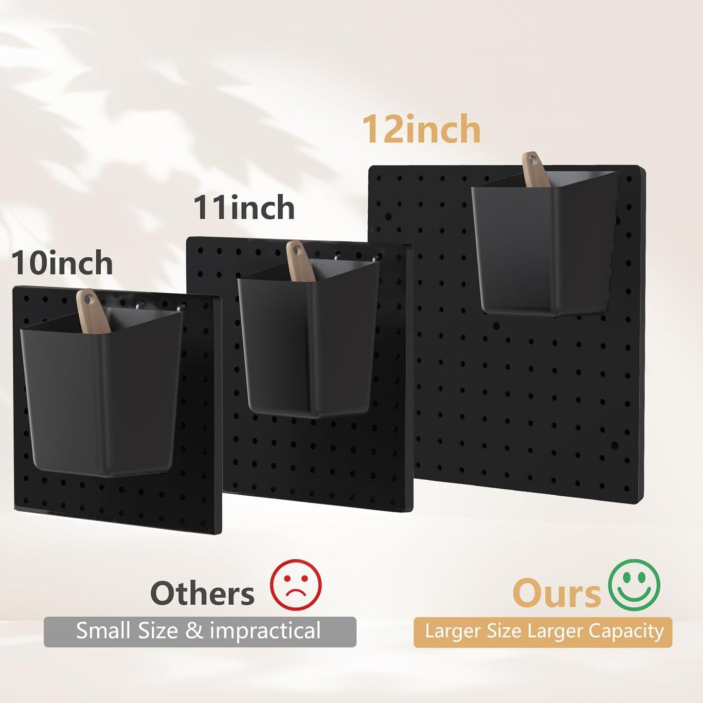FZK PegBoard,4 Pack Peg Board,ABS Black Pegboard, 24x24inch,Pegboard Wall Organizer, Peg Board for Walls,Plastic pegboard,Suitable for Office Craft Room Kitchen and Item Display