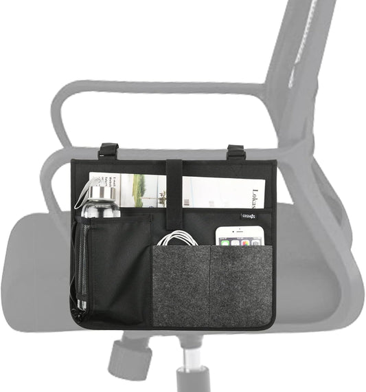 Cosmos Armrest Chair Side Organizer Bedside Caddy Organizer Bed Buk Storage Bag Armchair Wheelchair Hanging Side Pocket Bag for Ipad, Tablet, Cellphone, Remote Control, Magazines, Books & Water Bottle