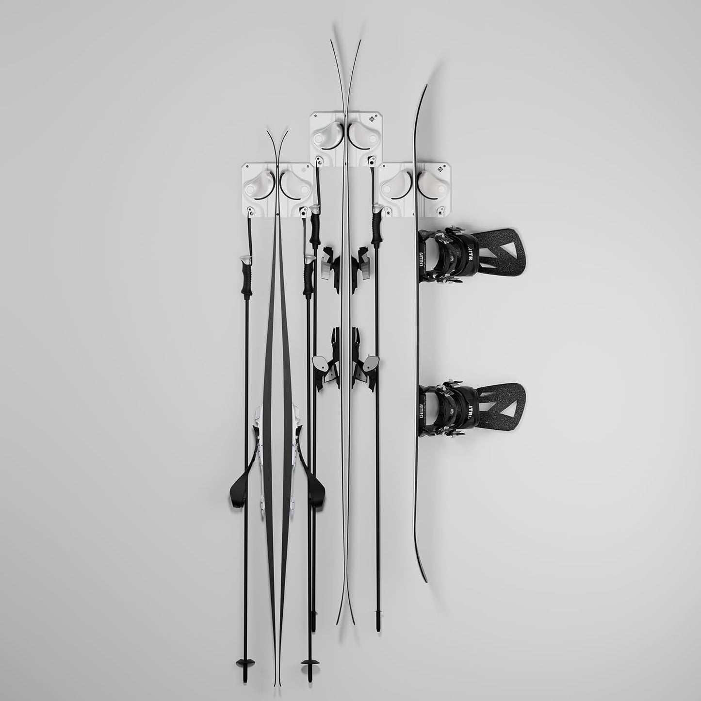 Gravity Grabber - Ultimate Ski & Snowboard Wall Rack | Secure, Non-Slip Storage | Fits Any Ski/Board | Garage Organization | Ski Storage Rack | Snowboard Storage Rack | Winter Gear Organizer | 3 Pck