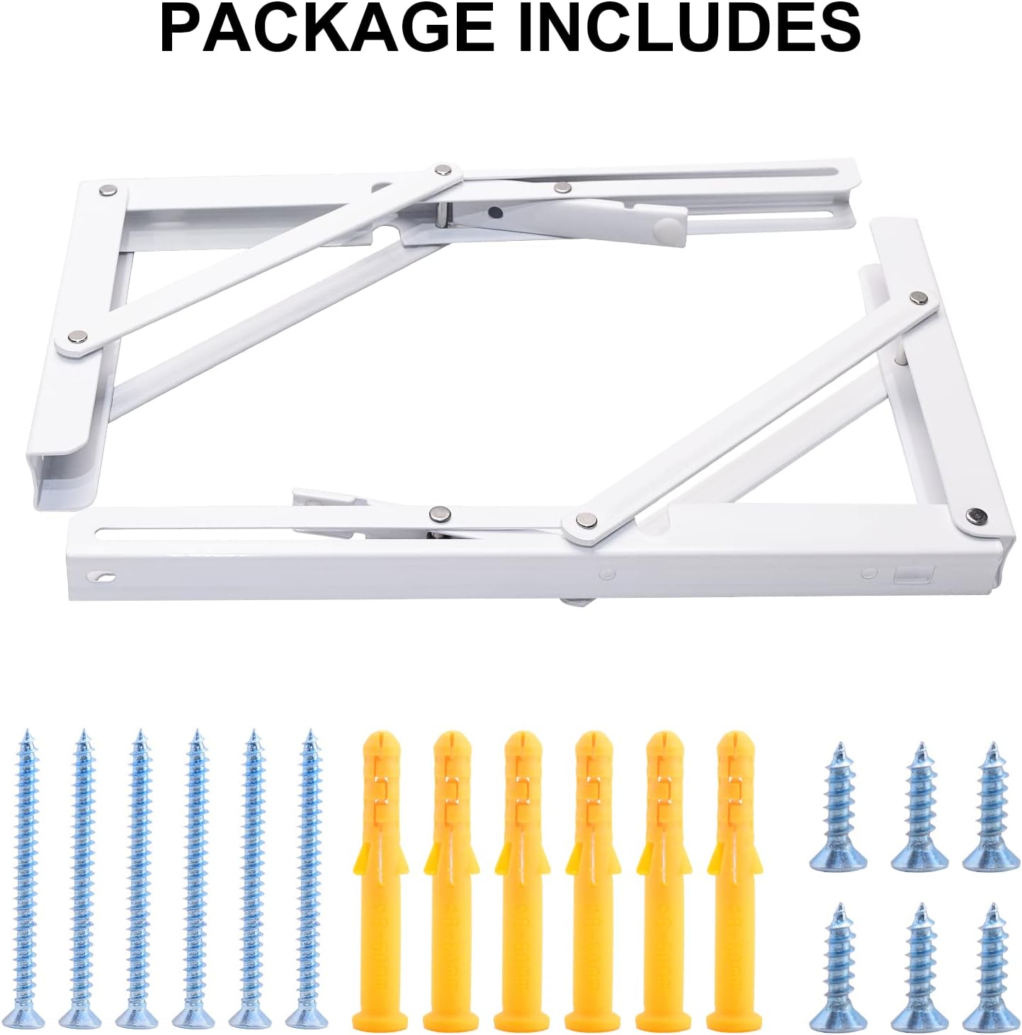 YUMORE Folding Shelf Bracket Heavy Duty, 12 Inch White Collapsible Shelf Bracket, DIY L Bracket for Workbench Folding Table Hinge, Max Load: 330lbs, 2 Pack
