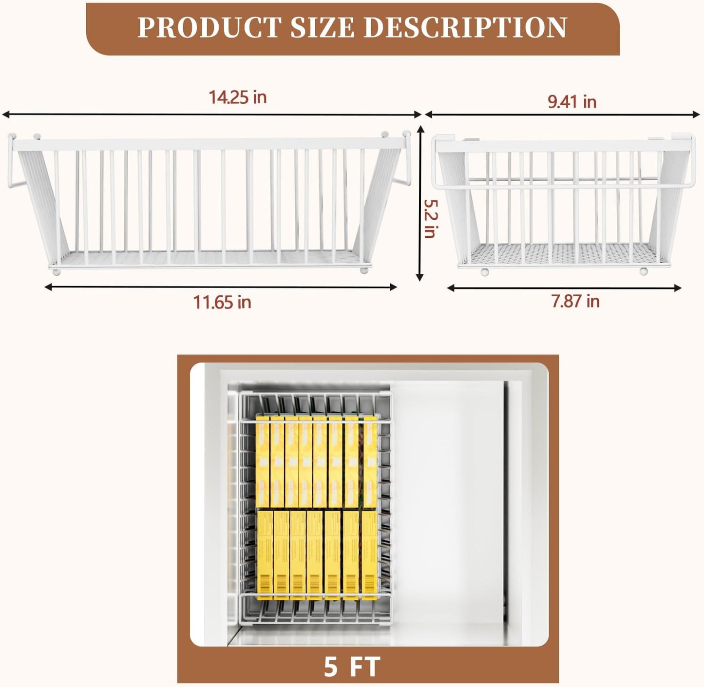 Freezer Organizer Bins ，Enhanced Leak-Proof Bottom，4 Pack Stackable Deep Freezer Organizer Bins for 5 Cu.FT Small Chest Freezer，Easy Get Bottom Foods without Digging （for 5 Cu.Ft