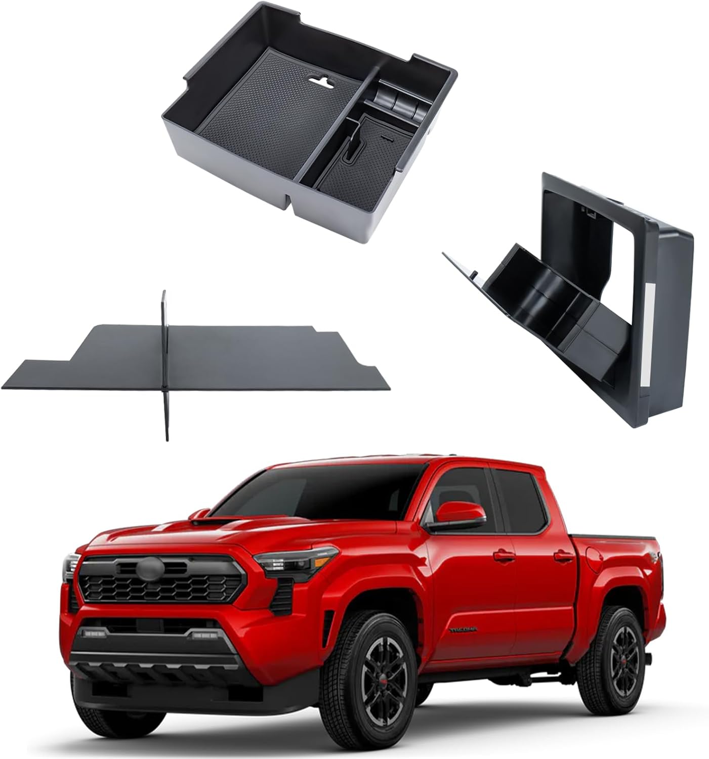 3PCS Center Console Organizer Compatible with 2024 2025 Toyota Tacoma Hidden Storage Tray Armrest Storage Tray Glove Box Compartment Insert Divider Interior Accessories